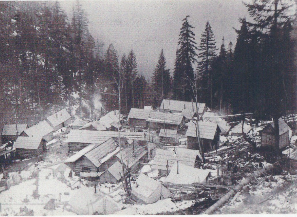 Blue Ledge Mine camp in winter – McKee Bridge Historical Society